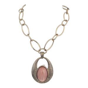 New Statement Necklace Gold Tone Iridescent Cabochon - 8R
